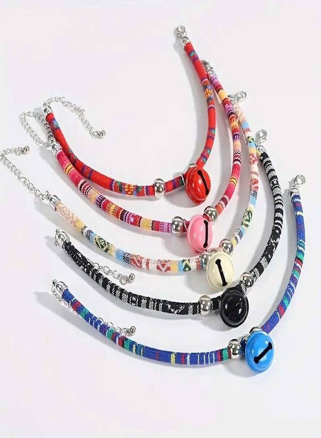 Pet Believe Cat Collars and Leads, Necklace Nylon Accessory Kitten Supply Cat Bell Collar Extension Chain Japanese Style Random Color 1 Pcs, 18 x 11 cm, multicolor, medium - Image 1